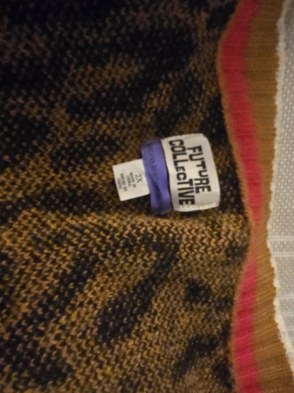 Future Collective Women's Brown & Black Patterned Cardigan with Pink Trim